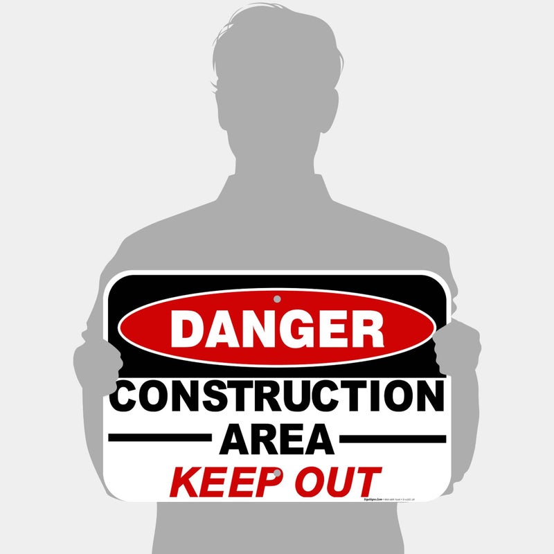 Sigo Signs Danger Construction Area Sign, Keep Out 12x18 Inches, Rust Free .063 Aluminum, Fade Resistant, Made in USA - Image 4